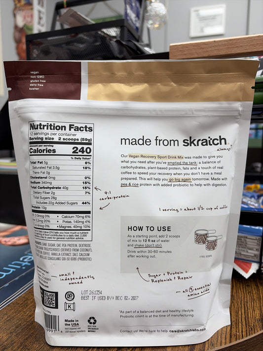 Skratch Labs Vegan Recovery Sport Drink with Caffeine (oat milk latte)