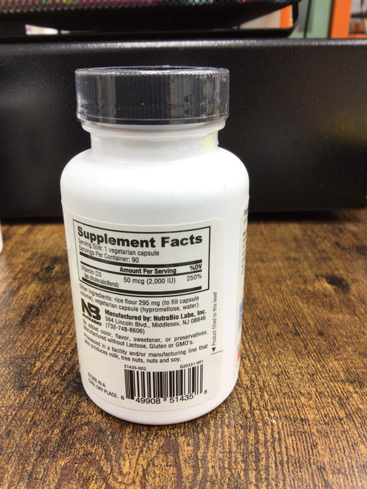 Nutrabio D-3 vitamin d3 2000 IU 90 capsules