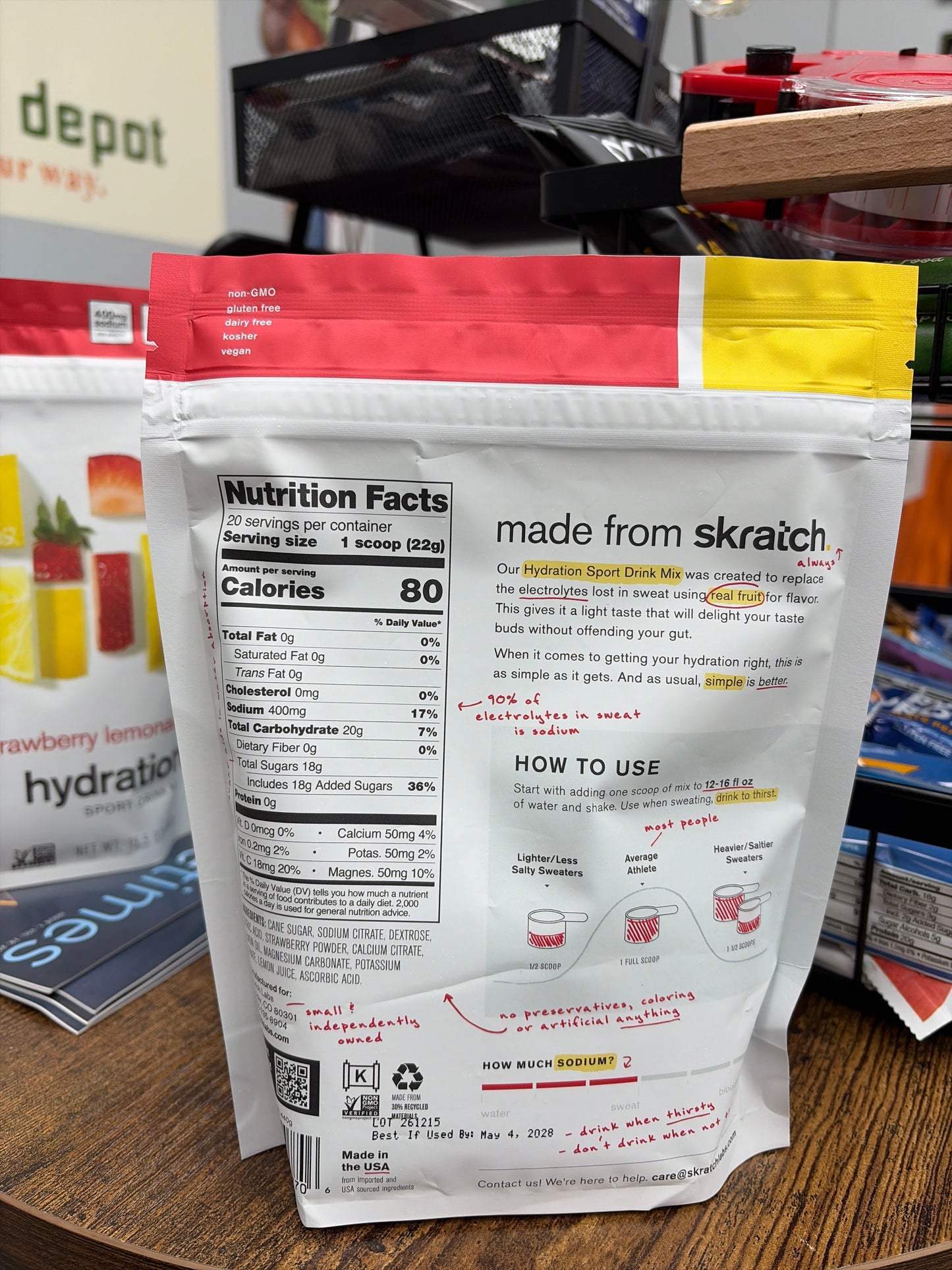 Skratch Labs Hydration Sport Drink Mix Strawberry Lemonade 15.5 oz