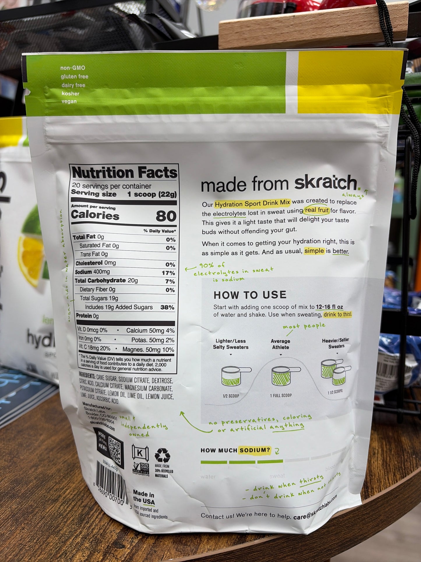 Skratch Labs Hydration Sport Drink Mix Lemon+Lime 15.5 oz