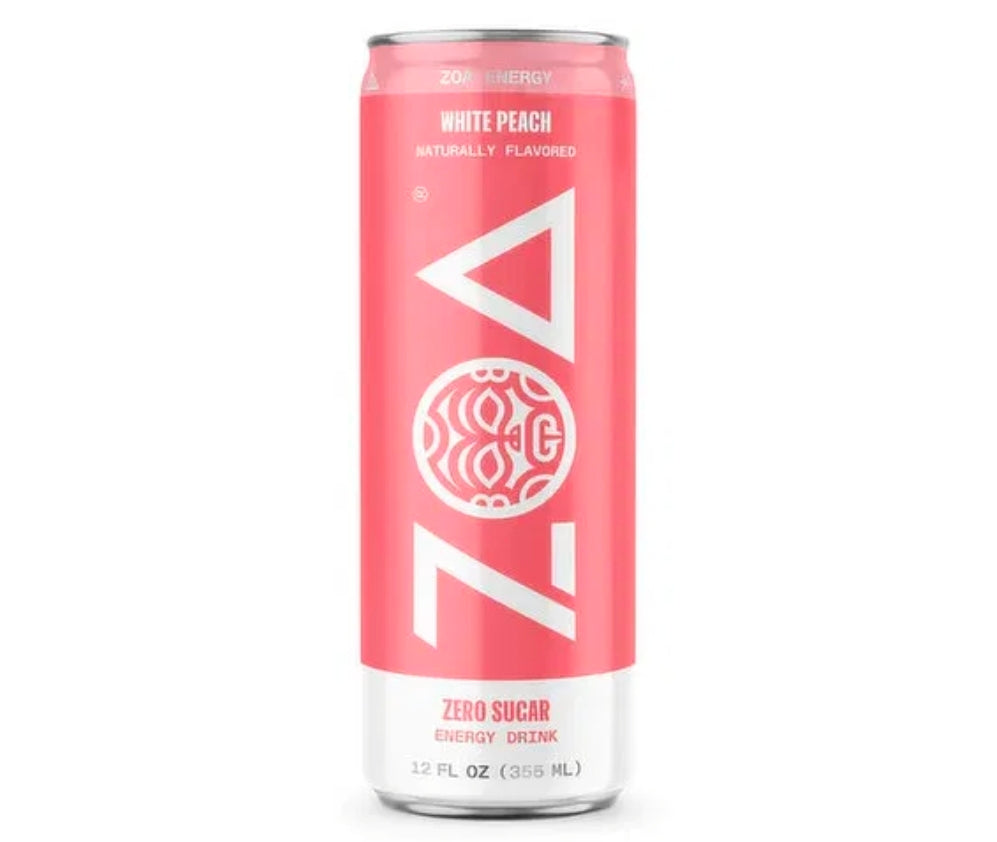 ZOA White Peach Zero Sugar Energy Drink - 12 fl oz Can