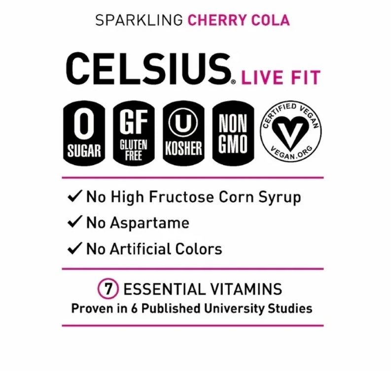 CELSIUS Sparkling Cherry Cola, Functional Energy Drink 12 fl oz Single Can