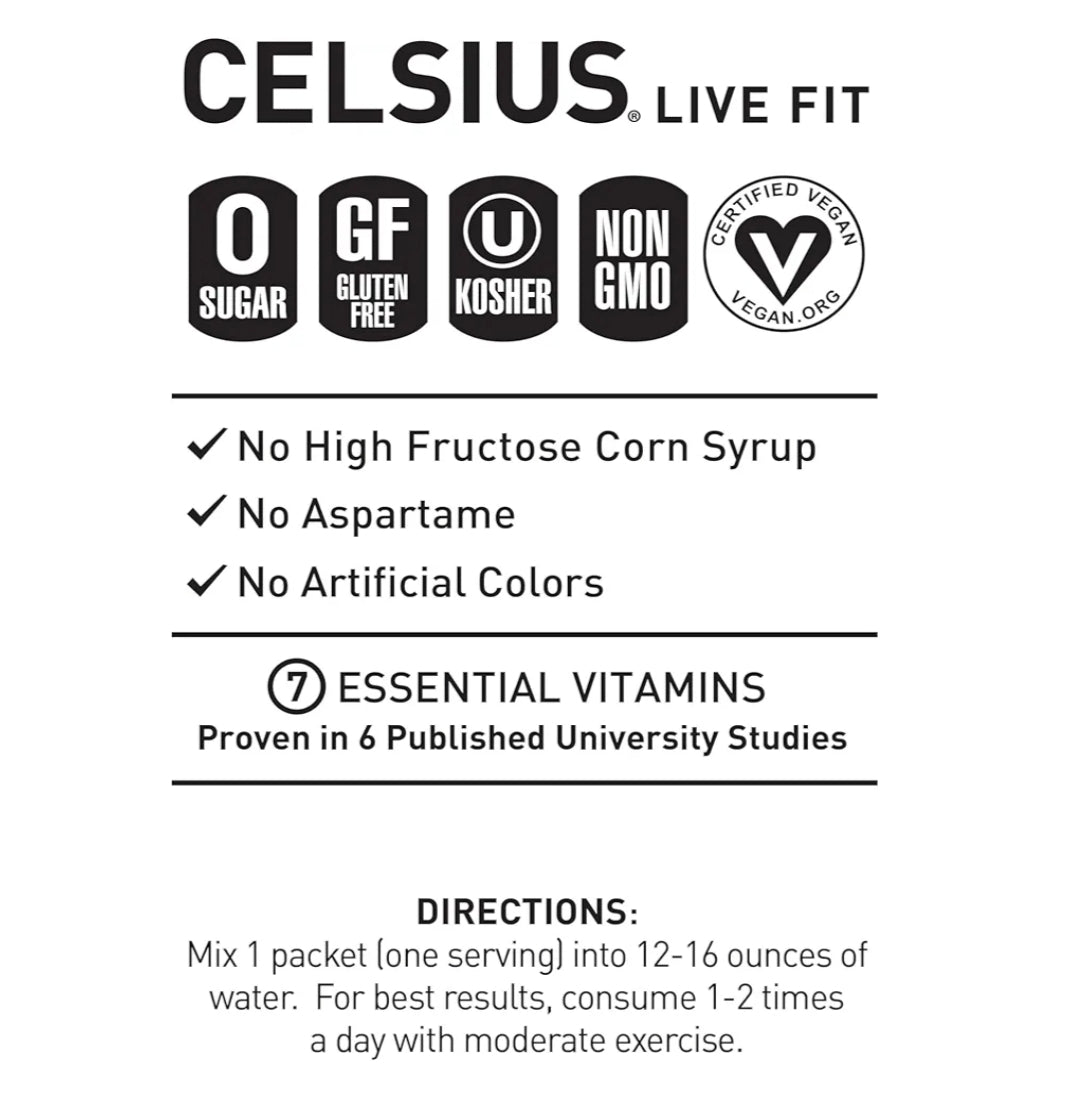 CELSIUS On The Go Cranberry Lemon, Sugar Free Energy Drink Mix (14 Sticks per Pack)
