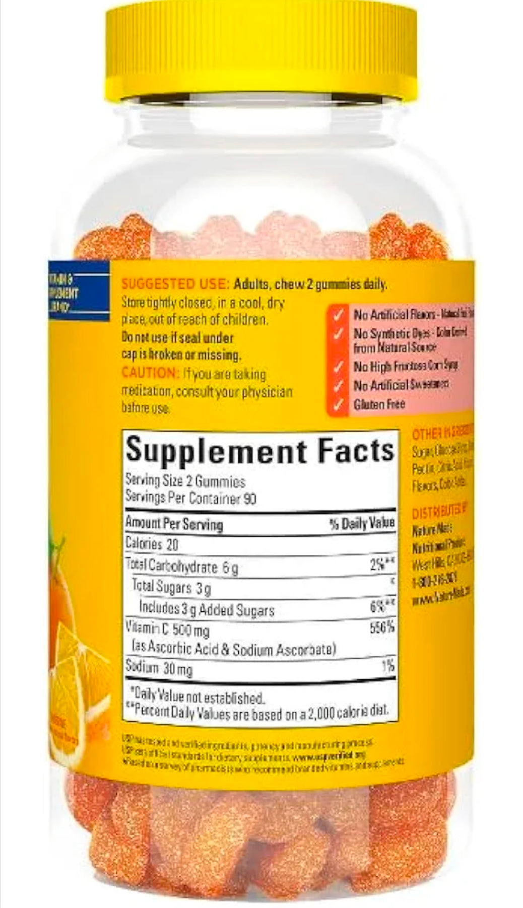 Nature Made Extra Strength Dosage Vitamin C 500 mg per serving, Dietary Supplement for Immune Support, 60 Gummies, 30 Day Supply