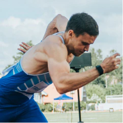 A runner hitting their stride with a boost from energy and sports supplements for safe and effective exercise and training