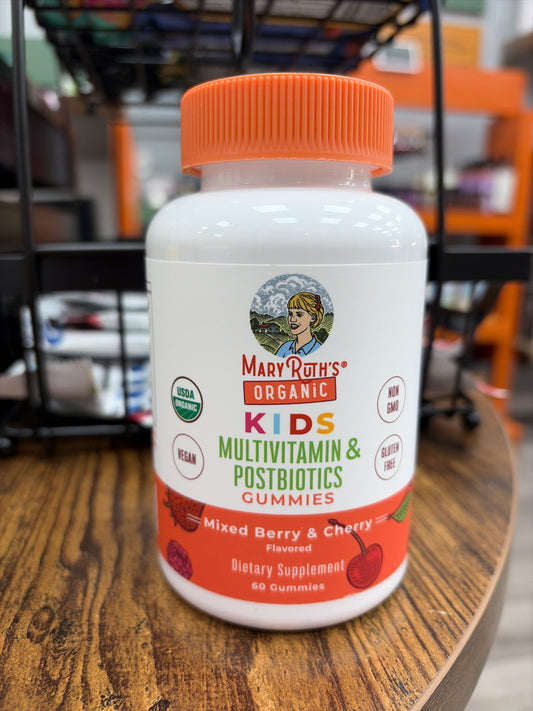 Mary Ruth’s Organic Kids Multivitamin&Postbiotics Gummies Mixed Berry&Cherry (60 Gummies)