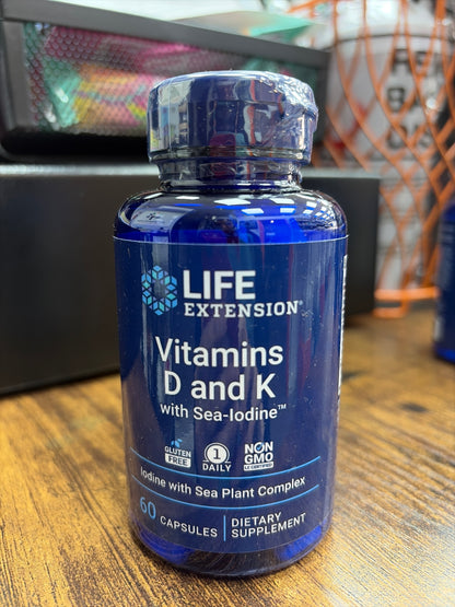 Life Extension Vitamins D and K iodine with sea plant complex 60 capsules