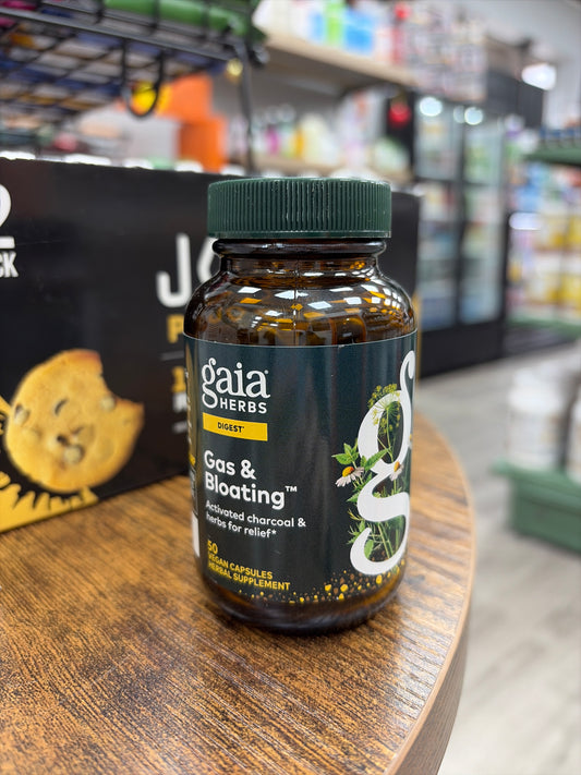 Gaia Herbs Digest Gas&Bloating Activated Charcoal&Herbs for Relief 50 Vegan Capsules