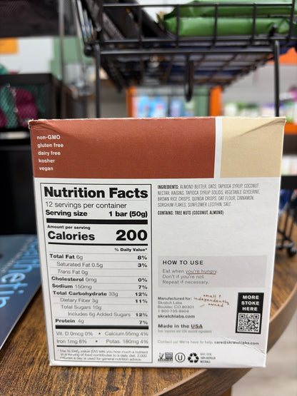 Skratch Labs Energy Bar Box(12 Bars)Cinnamon+Oatmeal
