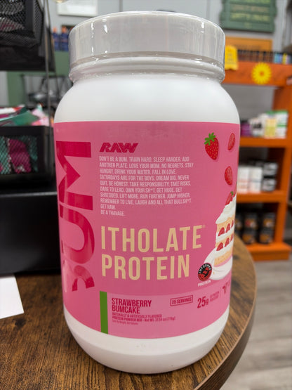 Raw Bum itholate protein strawberry bumcake 27.34 oz.