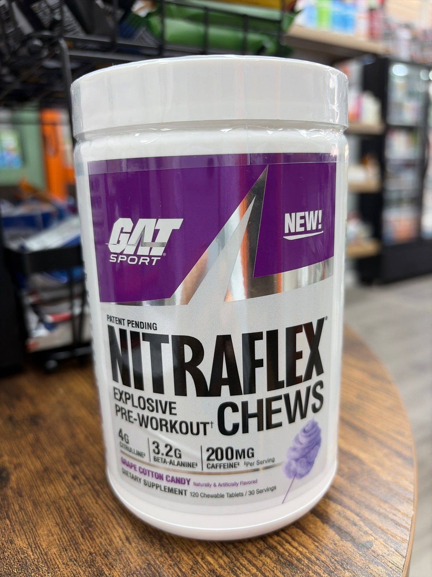 GAT Sport Nitraflex Chews Explosive Pre-Workout Grape Cotton Candy(120 tablets)