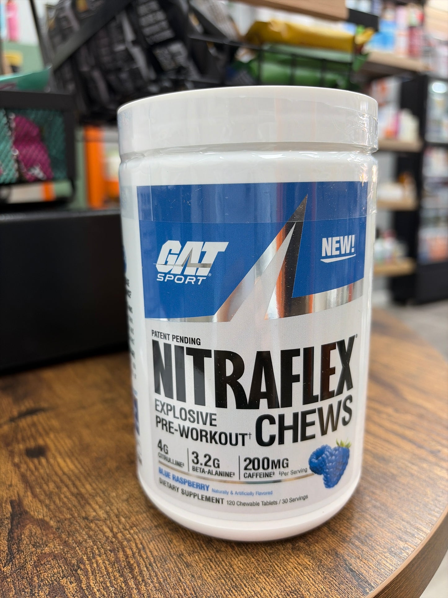 GAT Sport Nitraflex Chews Explosive Pre-Workout Blue Raspberry(120 tablets)
