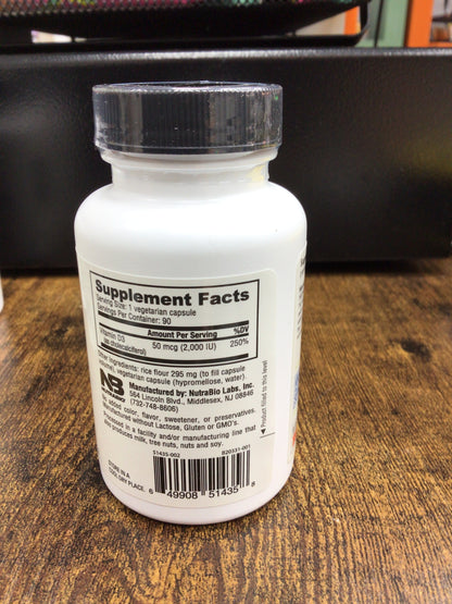 Nutrabio D-3 vitamin d3 2000 IU 90 capsules