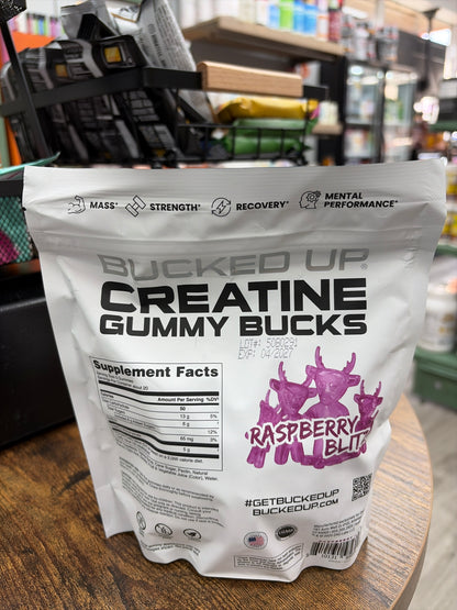 Bucked Up Creatine Gummy Bucks Raspberry Blitz