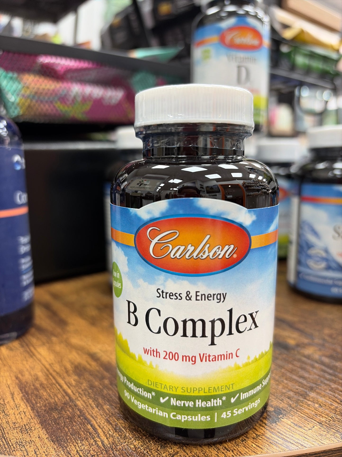 Carlson B Complex with 200mg Vitamin C (90 vegetarian capsules)