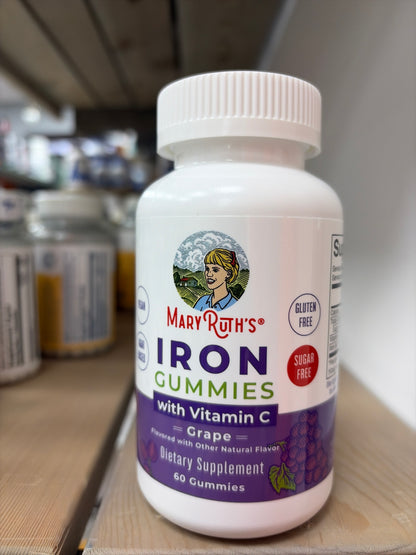 Mary Ruth’s Iron Gummies with Vitamin C-Grape (60 Gummies)