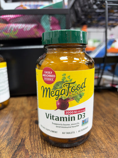 MegaFood 2000 IU Vitamin D3 (60 Tablets)