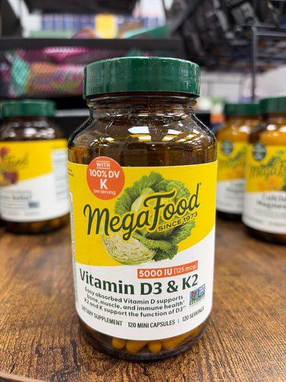MegaFood 5000 IU Vitamin D3&K2 (120 mini Tablets)