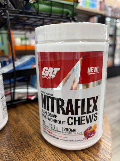 GAT Sport Nitraflex Chews Explosive Pre-Workout Fruit Punch(120 tablets)