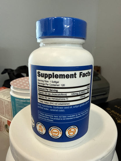 Nutricost Vitamin K2+D3 (120 softgels)