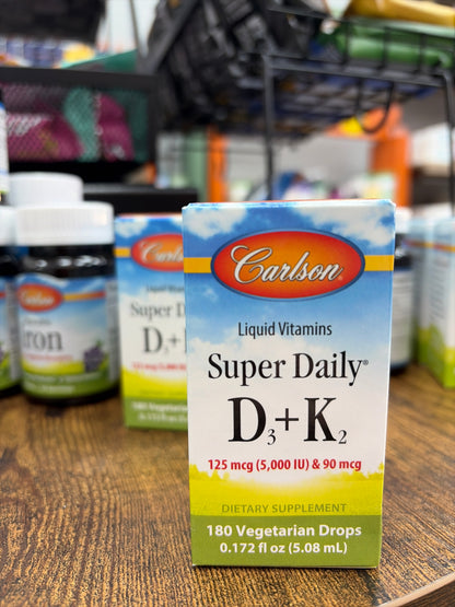 Carlson Liquid Vitamins Super Daily D3+K2 (5.000 lU) 180 Vegetarian Drops