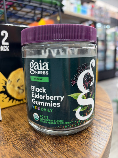 Gaia Herbs Immune Black Elderberry Kids Daily Gummies Extra Strength 40 ct. (Vegan)