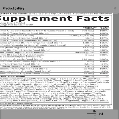 Garden of Life Organics Multivitamin for Women - Women's Once Daily Multi - Whole Food Multi with Iron, Biotin, Vegan Organic Womens Multivitamin for Health, Energy Hair Skin and Nails, 30 Tablets