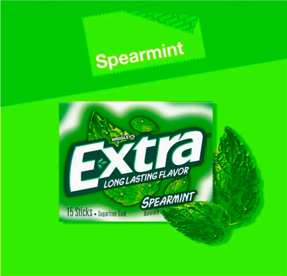 EXTRA Spearmint Back To School Sugar Free Chewing Gum Back to School Supplies, 15 Stick Pack