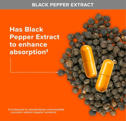 Qunol Turmeric Curcumin with Black Pepper, 2250mg Turmeric Extract with 95% Curcuminoids, Extra Strength Turmeric Supplement, Enhanced Absorption, Joint Support Supplement, 90 Vegetarian Capsules