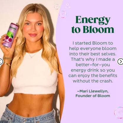 BLOOM NUTRITION Sparkling Energy Drink - Peach Mango - 12 fl oz Can
