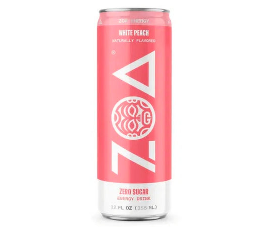 ZOA White Peach Zero Sugar Energy Drink - 12 fl oz Can