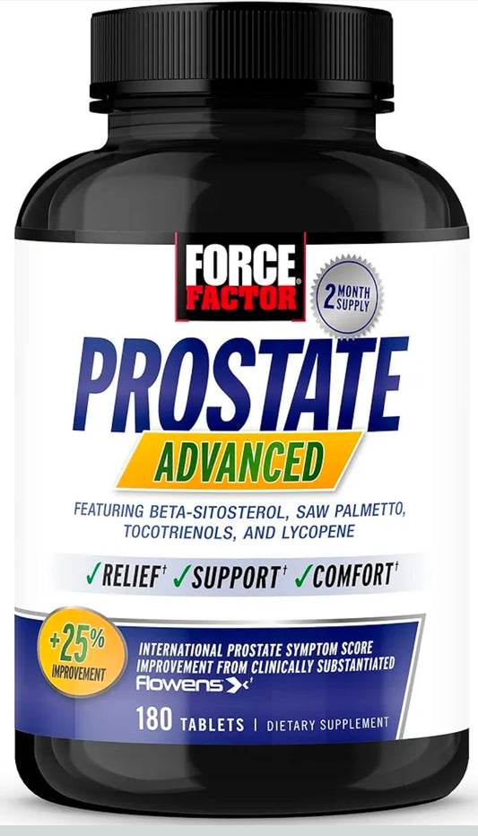 FORCE FACTOR Prostate Advanced, Health Supplement for Men for Reducing Nighttime Bathroom Trips, Bladder & Urinary Relief, with Saw Palmetto, Beta-Sitosterol, 180 Tablets (1-Pack)