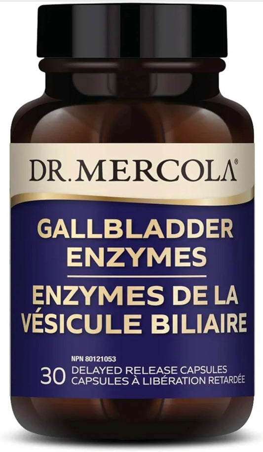 Dr. Mercola Gallbladder Enzymes - Gallbladder & Digestive Health Support - Includes Pancreatic Protease, Amylase & Lipase - Non-GMO, Gluten-Free & Soy-Free - 30 Delayed Release Capsules (30 Servings)