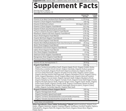 Garden of Life Organics Whole Food Multivitamin for Men 40+, 60 Tablets, Vegan Mens Multi for Health, Well-Being Certified Organic Whole Food Vitamins, Minerals for Men Over 40, Mens Vitamins