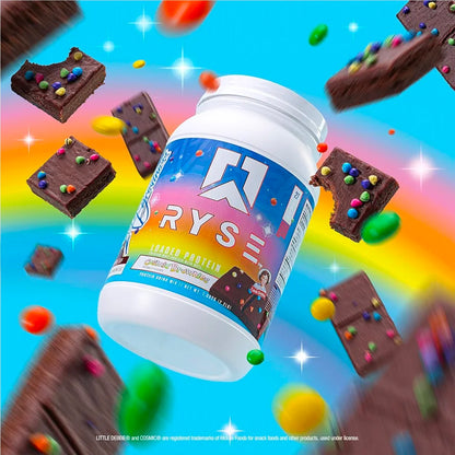 RYSE Loaded Protein Powder - Little Debbie Cosmic Brownie - 25g Whey Protein Isolate & Concentrate with Prebiotic Fiber & MCTs - Low Carb, Low Sugar, Digestive-Friendly - 27 Servings / 2 lb Tub