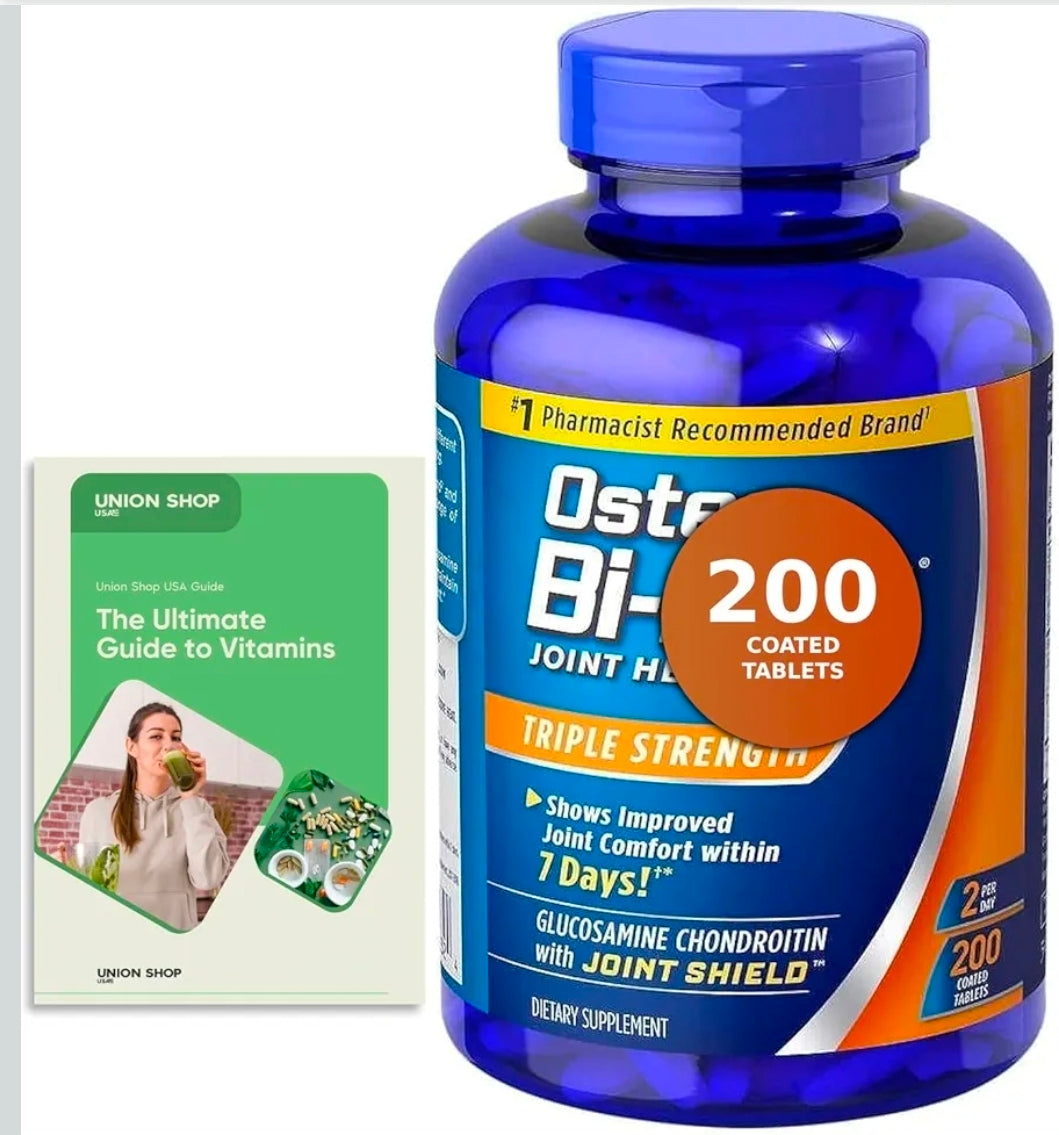 Glucosamine Chondroitin Bi Flex Tripple Strength Supplement, 3 Month Supply, 200 Count + Exclusive Vitamin Guide