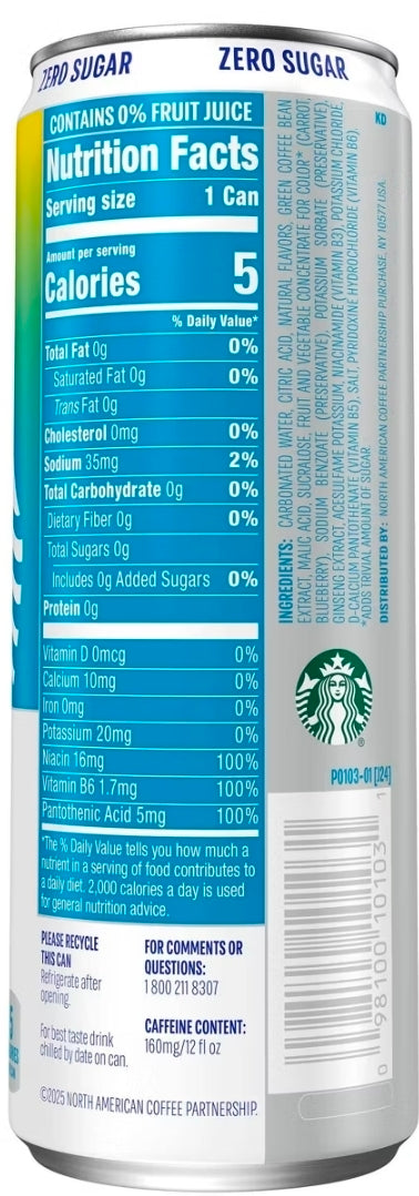 Starbucks Iced Blueberry Lemonade Energy Drink - 12 fl oz Can