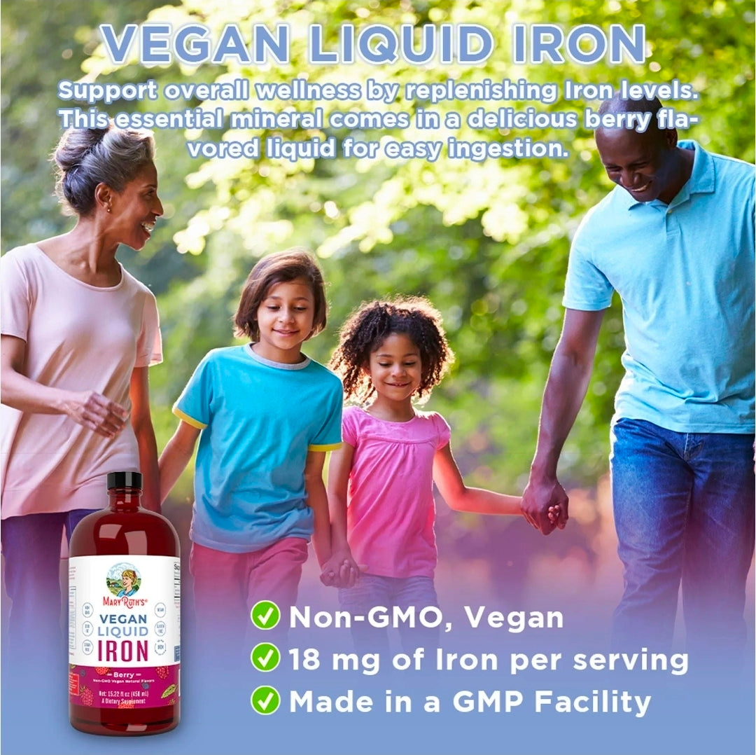 MaryRuth's Iron Supplement, Liquid Supplement for Women Men & Kids with Low Iron, 15.22 fl oz