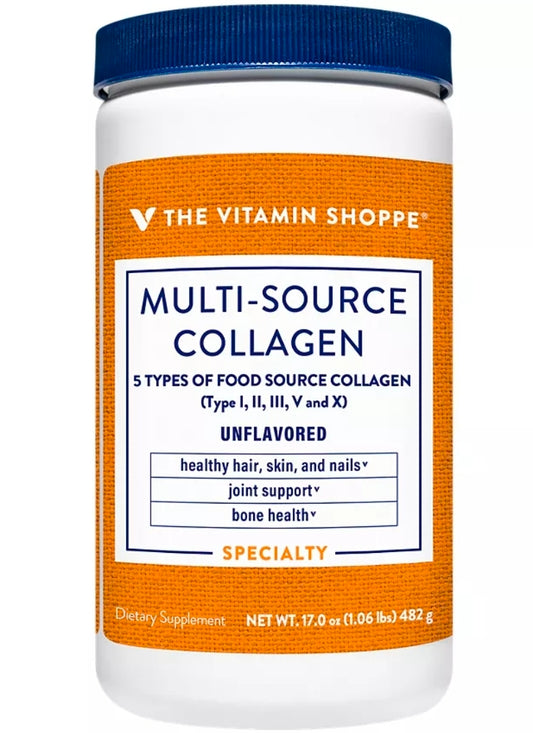 Multi-Source Collagen Powder - 5 Types of Collagen to Support Hair, Skin & Nails - Unflavored (45 Servings)