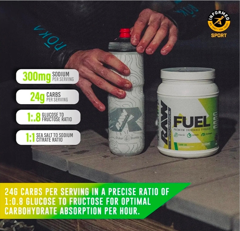RAW Fuel, Premium Endurance Supplement Powder, Orange (60 Servings) - Peak Performance, Hydration & Stamina During Workouts, Training or Competition - 24g of Carbohydrates & 300mg of Sodium