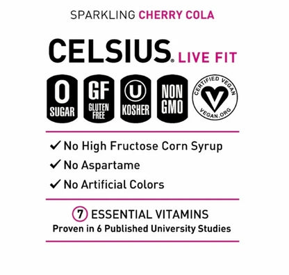 CELSIUS Sparkling Cherry Cola, Functional Energy Drink 12 fl oz Single Can