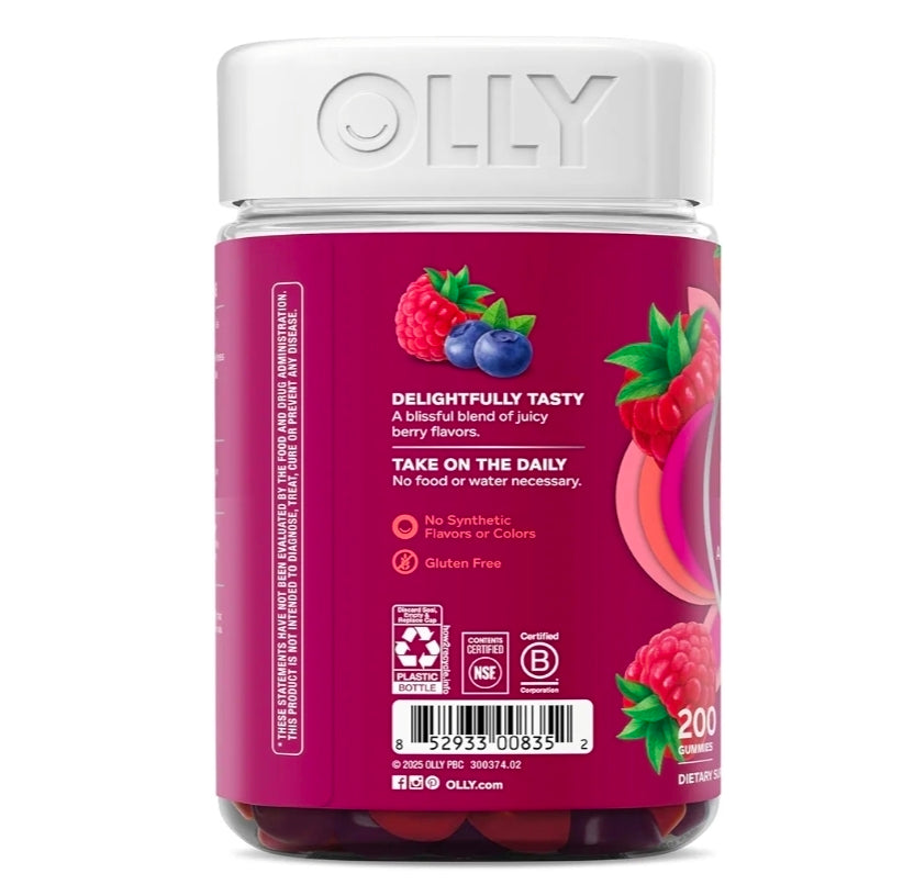 OLLY Women's Multi Vitamin Gummies with Biotin, Blissful Berry (200 ct.)