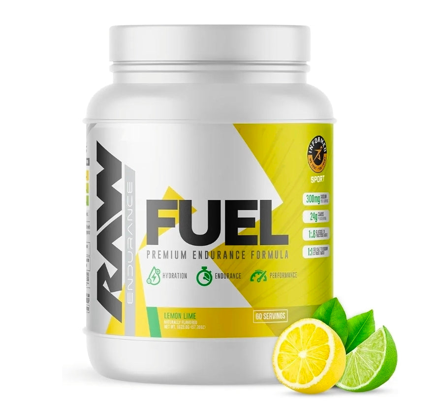 RAW Fuel, Premium Endurance Supplement Powder, Lemon Lime (60 Servings) - Peak Performance, Hydration & Stamina During Workouts, Training or Competition - 24g of Carbohydrates & 300mg of Sodium