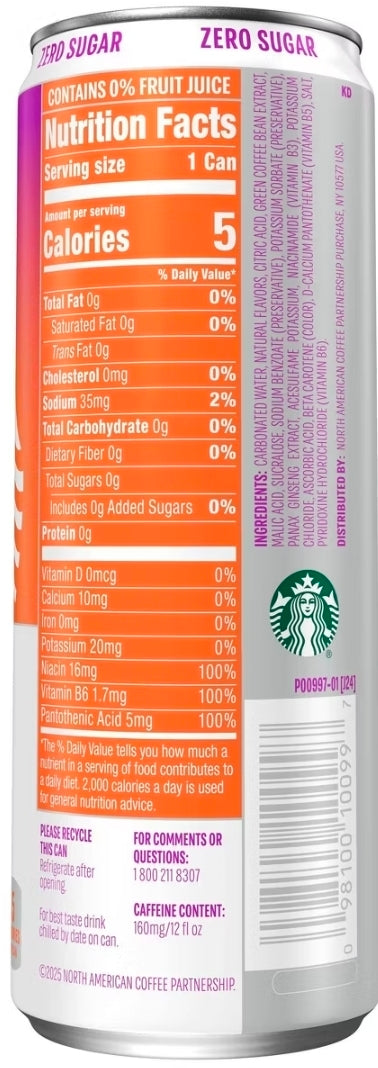 Starbucks Iced Tropical Peach Energy Drink - 12 fl oz Can