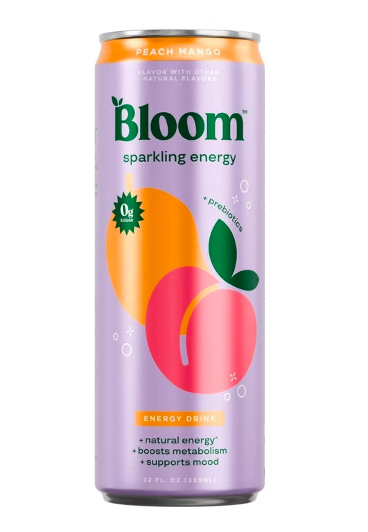 BLOOM NUTRITION Sparkling Energy Drink - Peach Mango - 12 fl oz Can