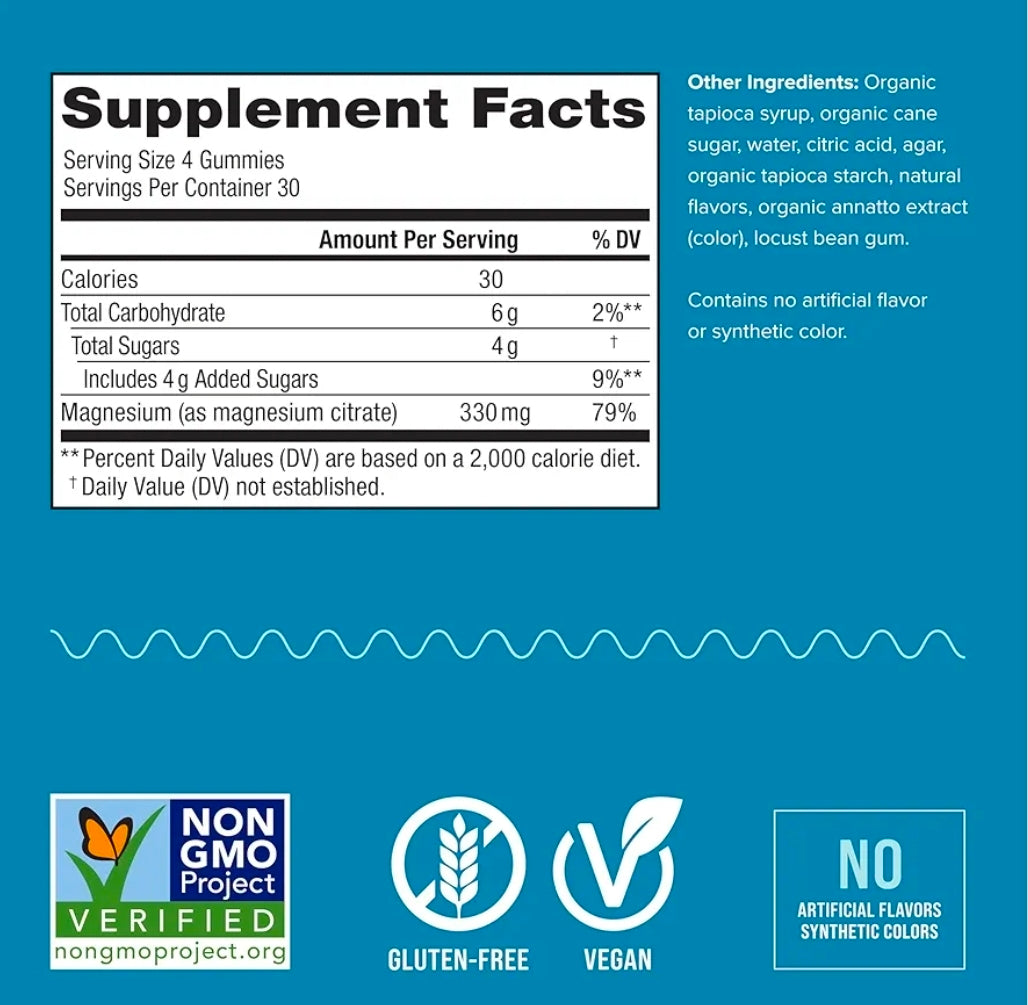 Natural Vitality Calm Magnesium Supplement, Anti-Stress Gummies, Vegan, Gluten-Free, Orange Flavor, 120 Gummies