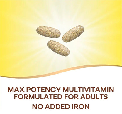 Nature's Way Alive! Max3 Potency Adult Complete Multivitamin, High Potency B-Vitamins to Support Energy Metabolism*, with Methylated B12 and Folate, No Added Iron, 180 Tablets