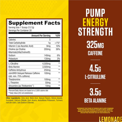 RYSE Loaded Pre Workout Powder - Country Time Lemonade - Daily Pre-Workout for Men & Women with 325mg Caffeine, Beta Alanine, and Citrulline for Pump, Focus, and Energy - 30 Servings