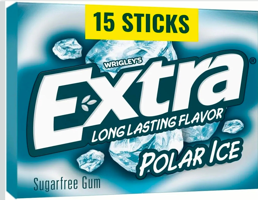 EXTRA Gum Polar Ice Sugar Free Chewing Gum, Single Pack, 15 Stick