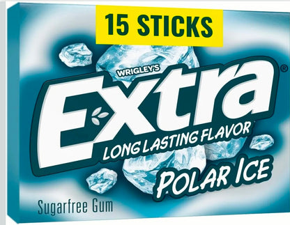 EXTRA Gum Polar Ice Sugar Free Chewing Gum, Single Pack, 15 Stick